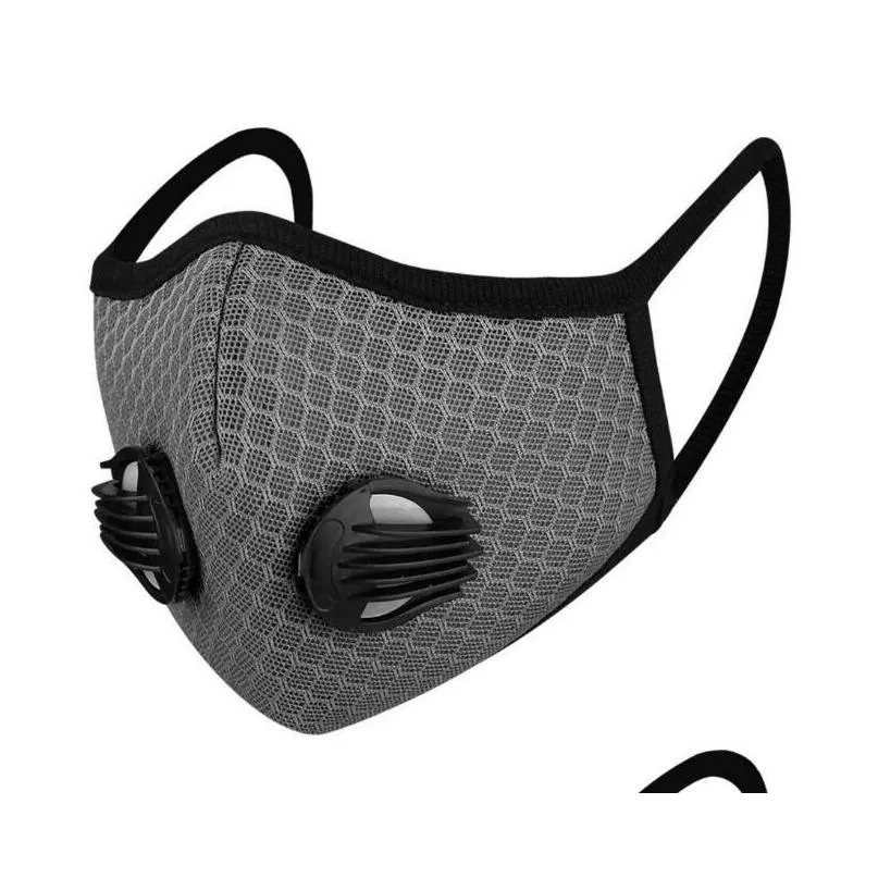 2020 hot ports mask activated carbon breathing valve masks dustproof and smog 3d breathable mesh filter mask outdoor dustproof mask