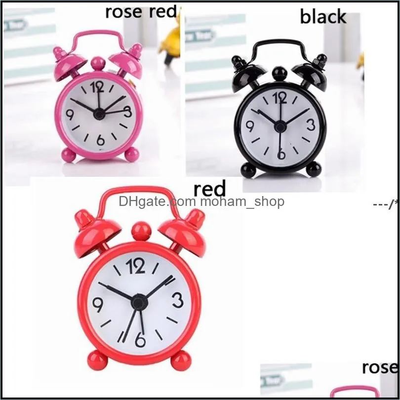  mini solid color alarm clock metal students small portable pocket clocks household decoration adjustable electronic timer rra10898