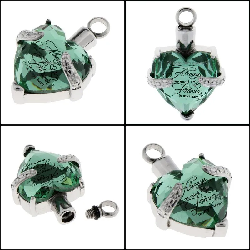 pendant necklaces stainless steel pet cremation ash holder urn gem heart memorialpendant