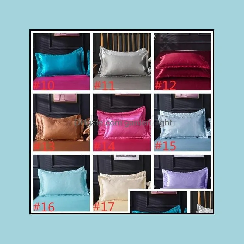 18 colors imitated silk pillow cases polyester satin pillow cover double face envelope design pillowcase high quality charmeuse bedding