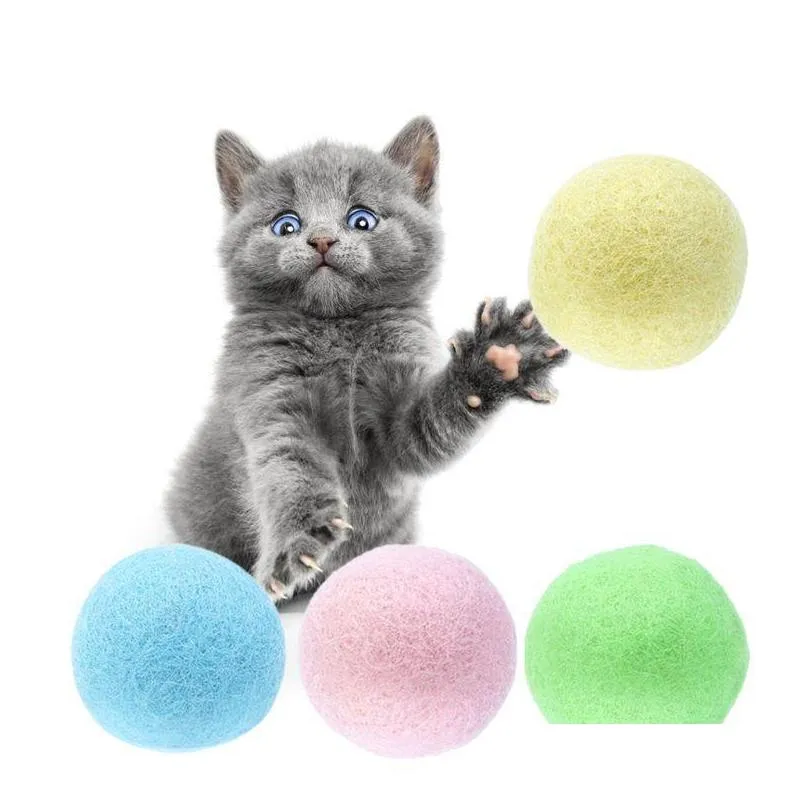 wool felt ball toys for cats kittens colorful ecofriendly cat teaser bell balls