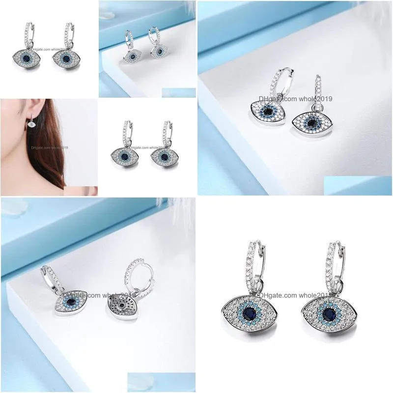 fashion jewelry evil eye dangle earrings for women zircon blue eyes earrings