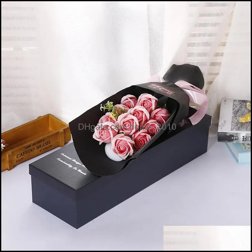 handmade valentines day gift diy artificial flowers rose soap decorative flower box bouquet wedding home festival