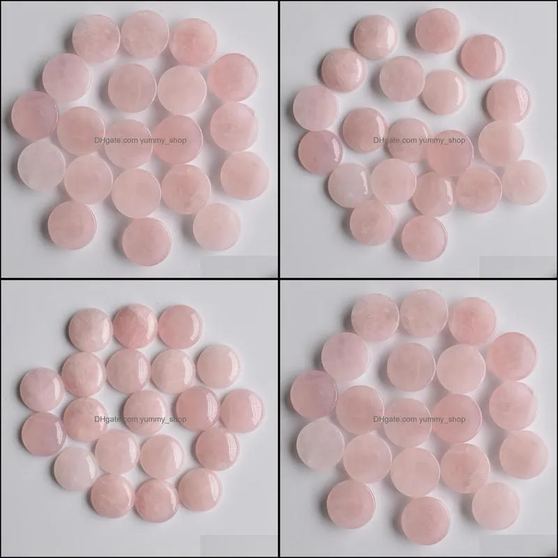 natural stone 20mm round pink loose beads rose quartz cabochons flat back for necklace ring earrrings jewelry accessory