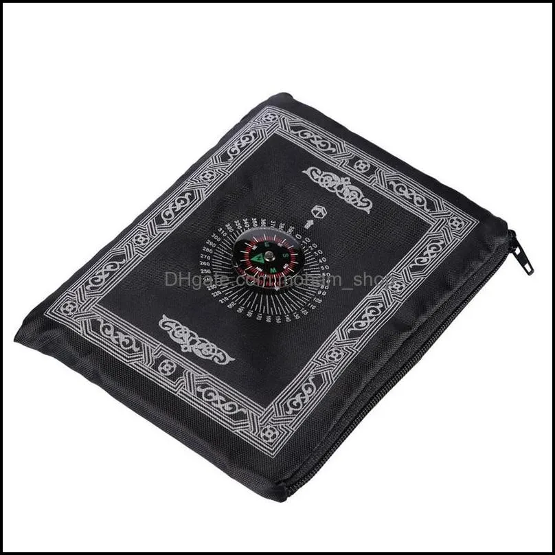 5 colors islamic travel pocket prayer mat with compass 100x60cm muslim prayer rug foldable waterproof blanket