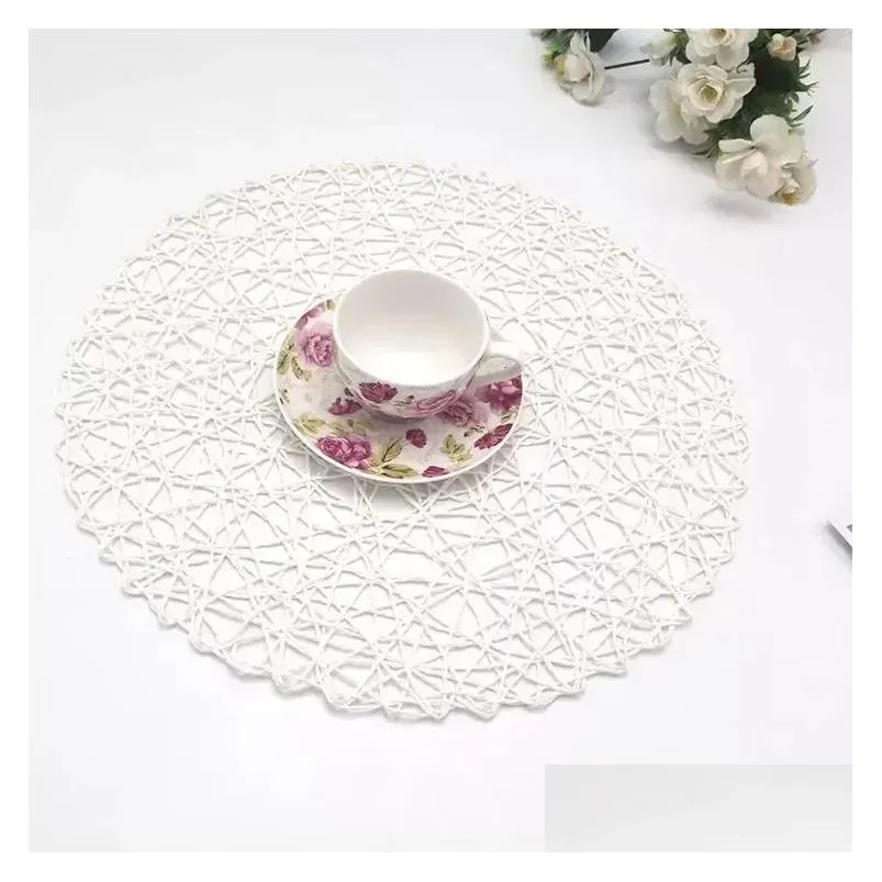 paper tableware cup mat insulation pad kindergarten decoration diy paper rope hand woven heat round table coaster 13 colors a0111