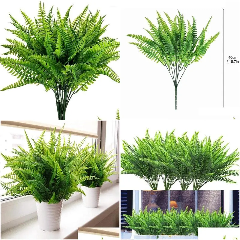 artificial boston fern plants bushes shrubs greenery for house plastic garden office decor1