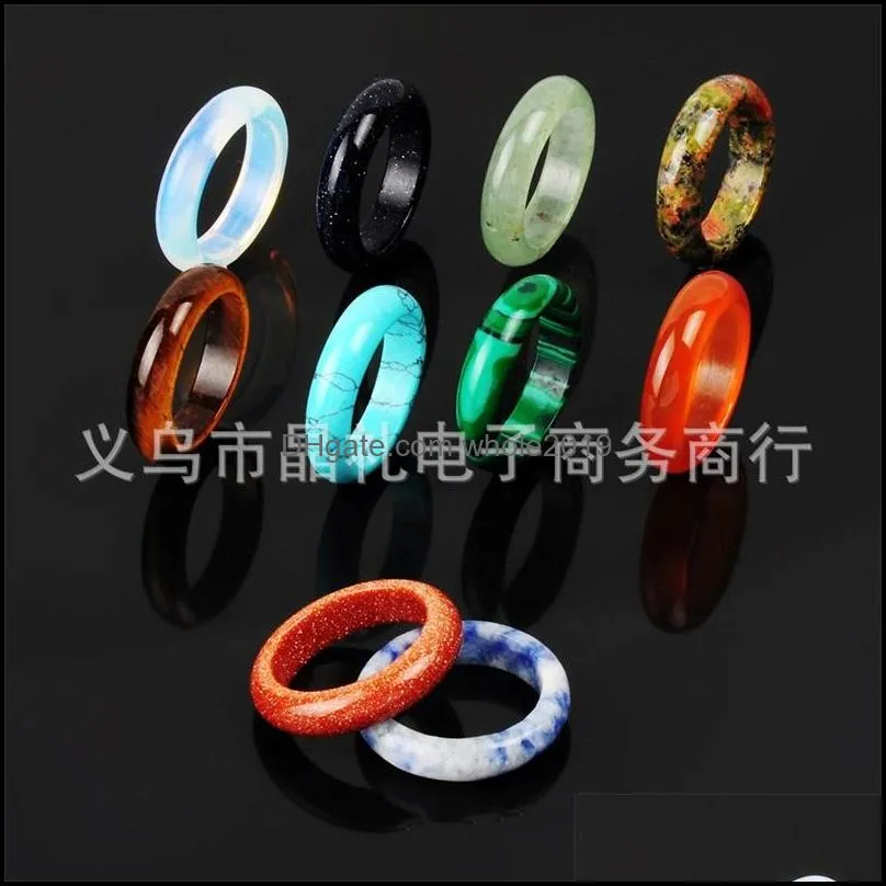 random mixed 8mm natural stone ring opal turquoises black onyx tiger eye sodalite malachite jewelry gift finger rings for women men 1826