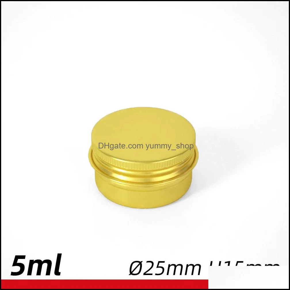 gold aluminum containers cosmetic jars tin for lip balm cream cosmetic tea or tobacco 5ml 250ml