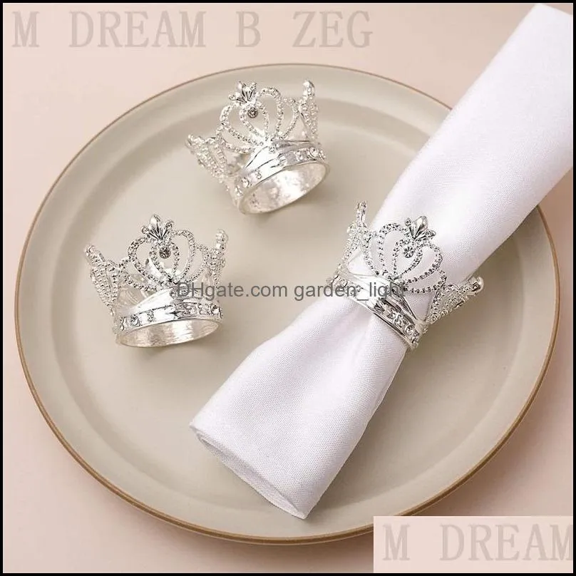 crown napkin ring metal crown shape with imitation diamond napkin holder for home wedding table decoration napkin buckle