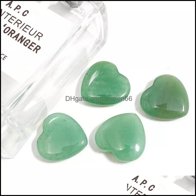 20mm small green aventurine natural stone heart polished healing love hearts crystal crafts for home decor