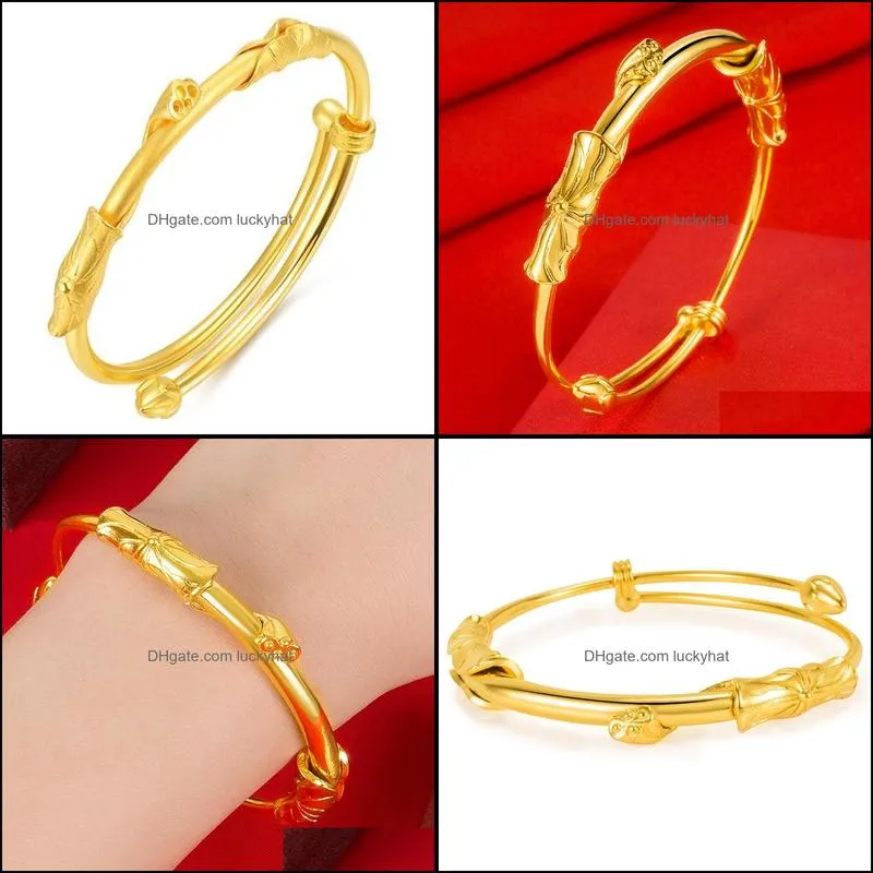 gold bangle bracelet for women luxury jewelry vintage lotus bangles