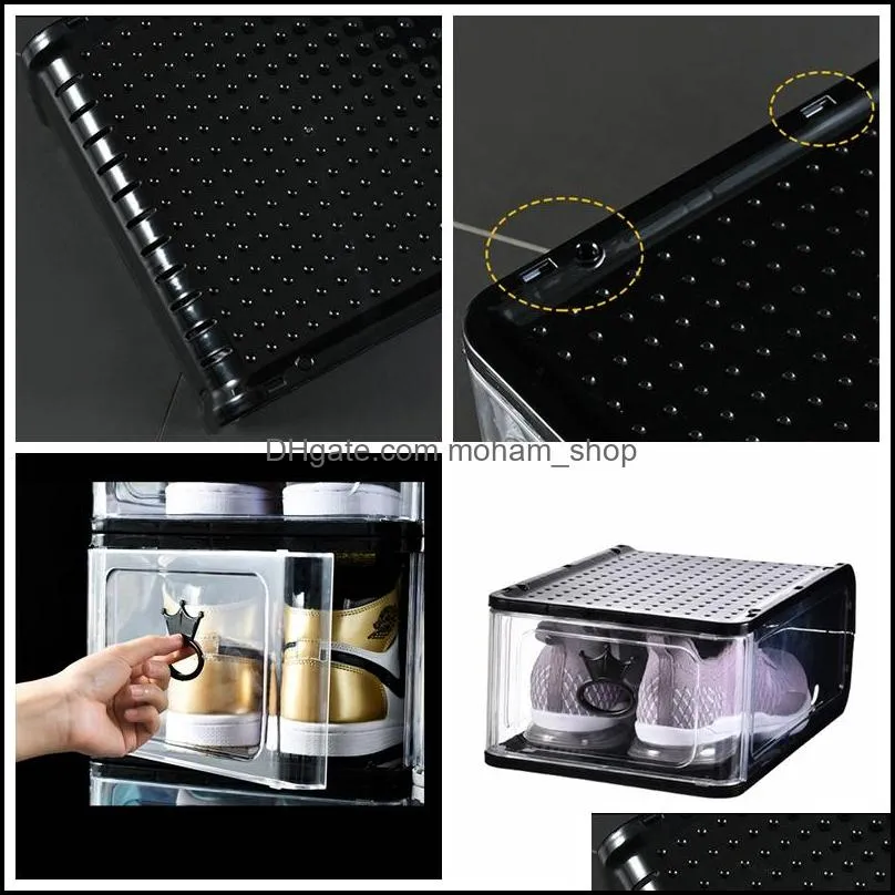 detachable transparent thickened plastic clear shoe box stackable combination shoes container boxes organizer bins storage dustproof cabinet