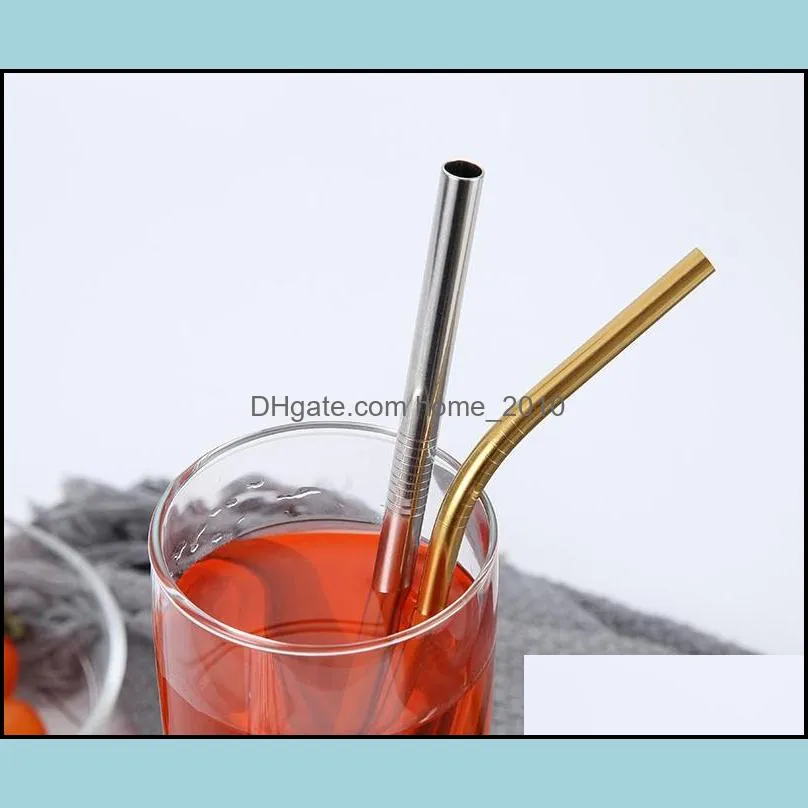 colorful stainless steel straws reusable straight and bent drinking straws eco friendly bar drinking tools colored metal sn2267