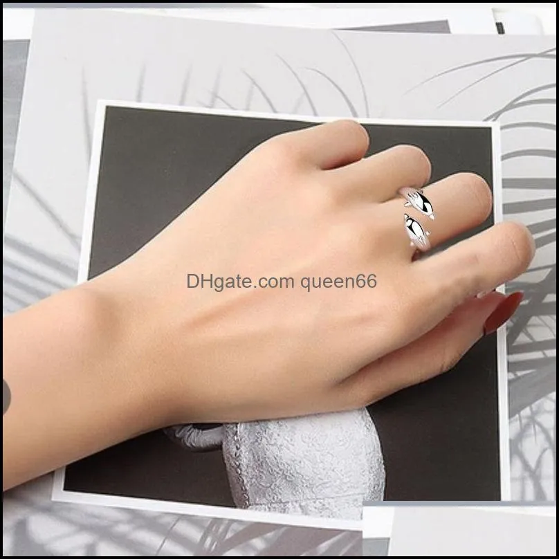 double  love open ring female  love silver rings