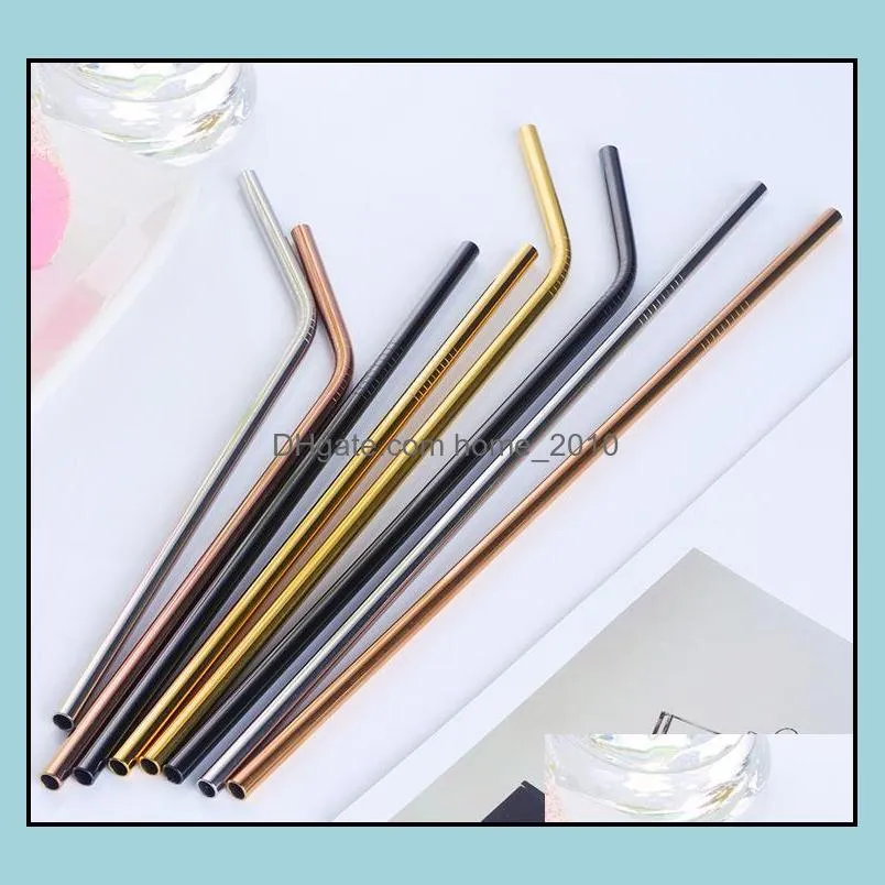 colorful stainless steel straws reusable straight and bent drinking straws eco friendly bar drinking tools colored metal sn2267