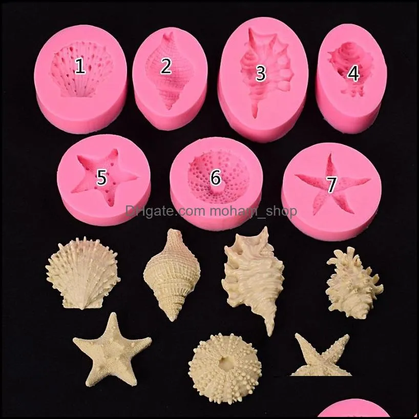  marine animal shaped fondant cake silicone mold cupcake soap muffin baking tool pearl conch starfish sea shell heat resistant