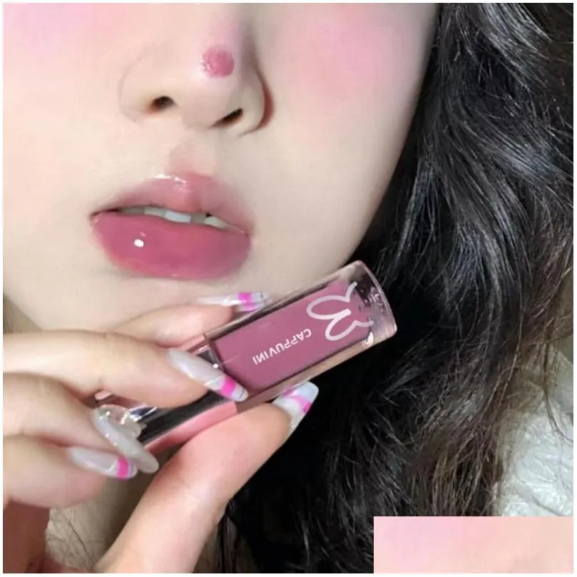 lip gloss pink tube glossy glaze waterproof transparent lipstick moisturizing oil sexy red tint makeuplip