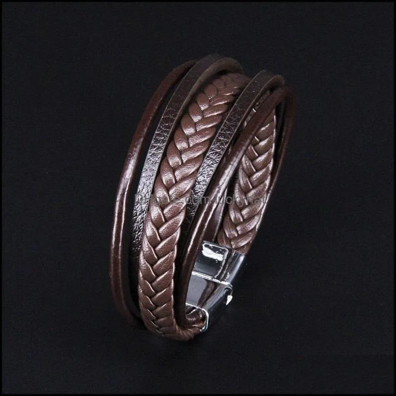 new handwoven multilayer mens classics leather bracelet creative national style simple vintage joker crafts for men and women