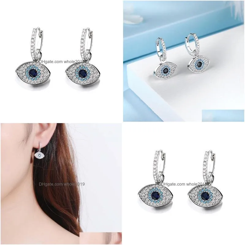 fashion jewelry evil eye dangle earrings for women zircon blue eyes earrings