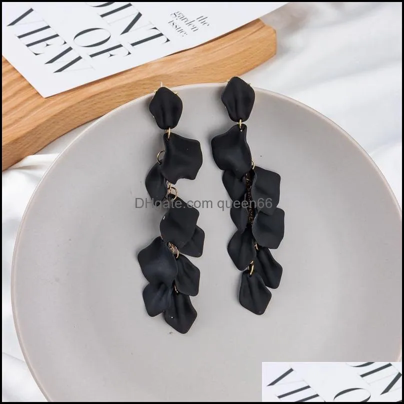 fashion and creative style petals and leaves long earrings jewelry ladies exquisite flower earrings party play jewelry earrings