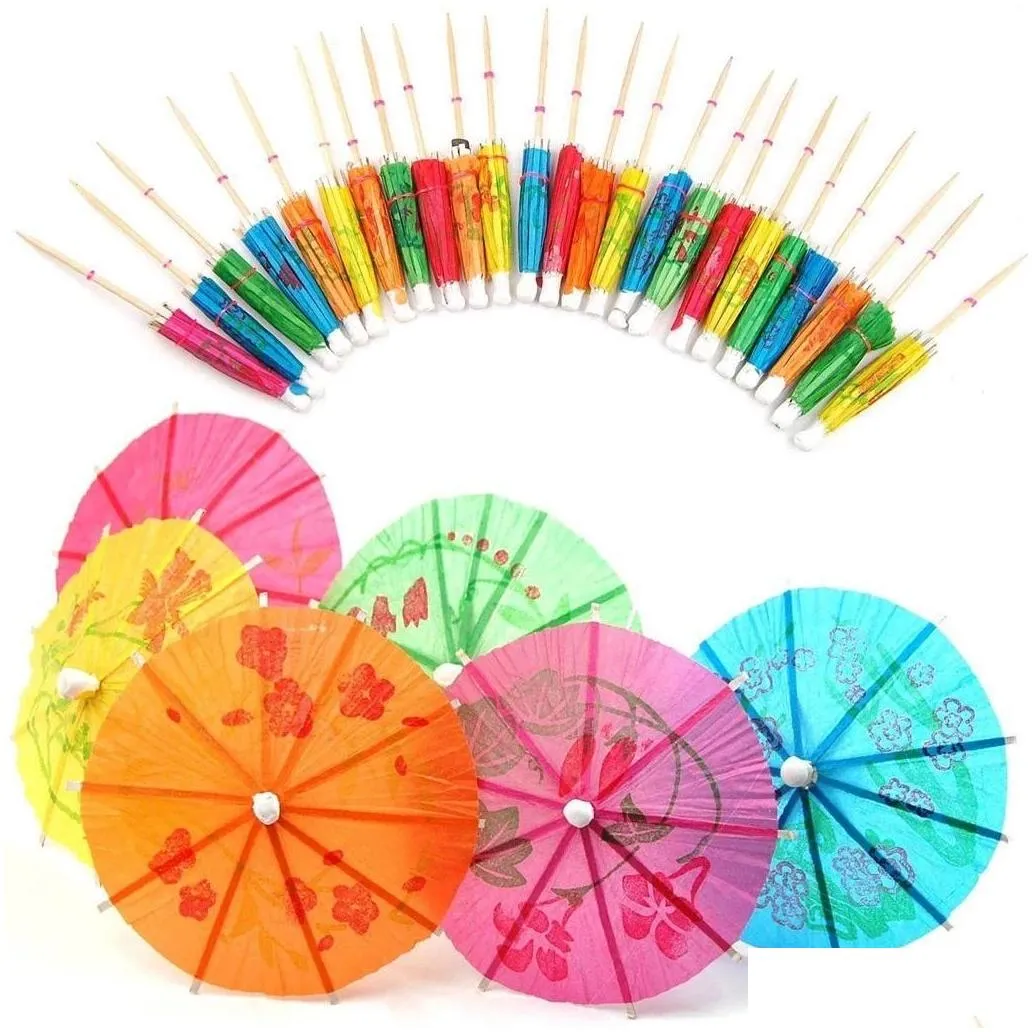 144pcs paper cocktail parasols umbrellas drinks picks wedding event party supplies holidays cocktail garnishes holders f0705x