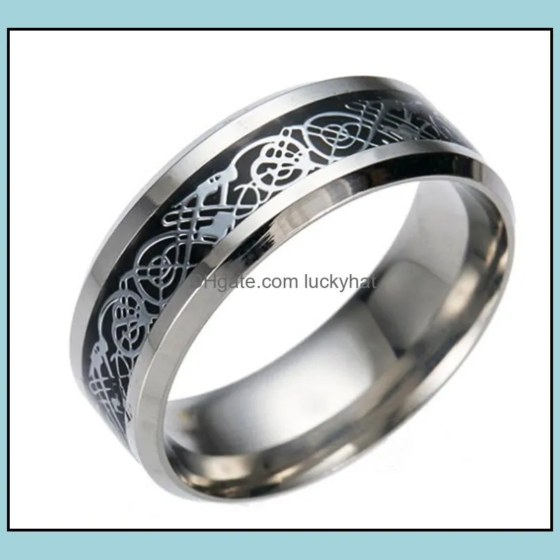 wholesale 25pcs 8mm celtic dragon band 316l stainless steel rings fashion band jewelry finger ring