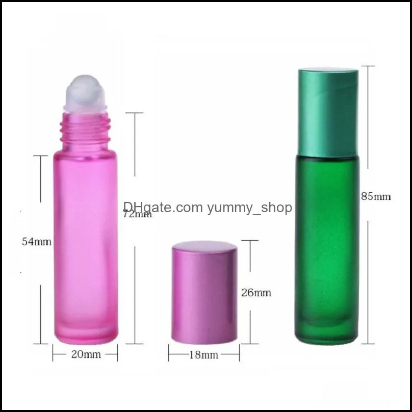 10ml glass essential oil roller bottles rainbow series frosted glass perfume roll on bottle travel size bottle