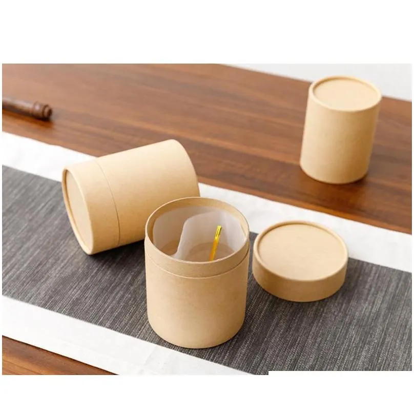 10pcs/lot kraft paper tube round cylinder tea coffee container box biodegradable cardboard packaging for drawing/t shirt/incense gift