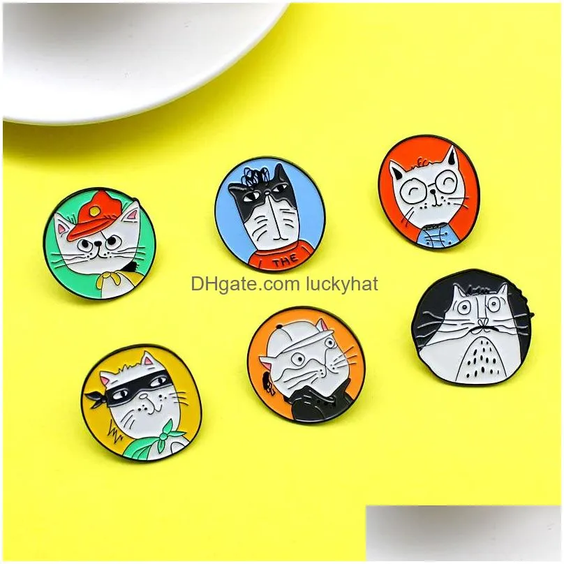 happy kitten big collection theme enamel brooch set 18pcs cat peter pan black and white cat family cartoon animal badge