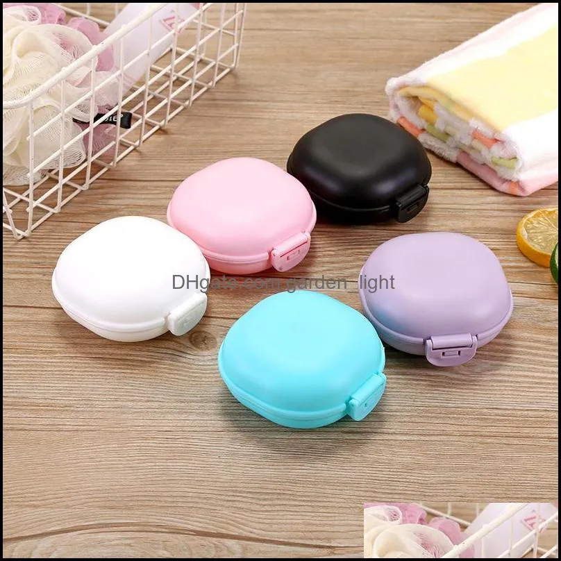 plastic travel soap box with lid portable waterproof bathroom creative macaroon soap dish boxes holder case 5 colors