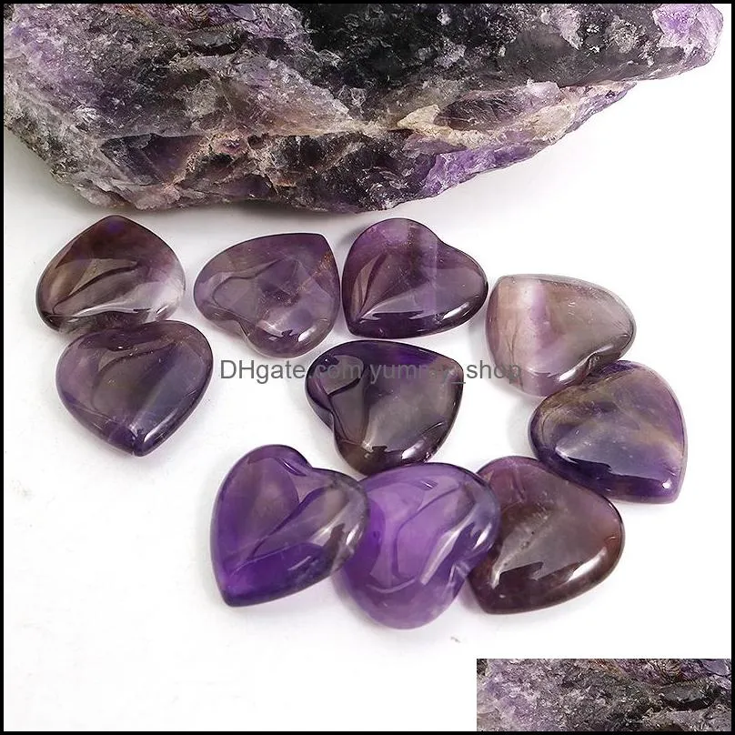 natural crystal stone ornaments carved 20x6mm heart amethyst chakra reiki healing quartz mineral tumbled gemstones hand home decor