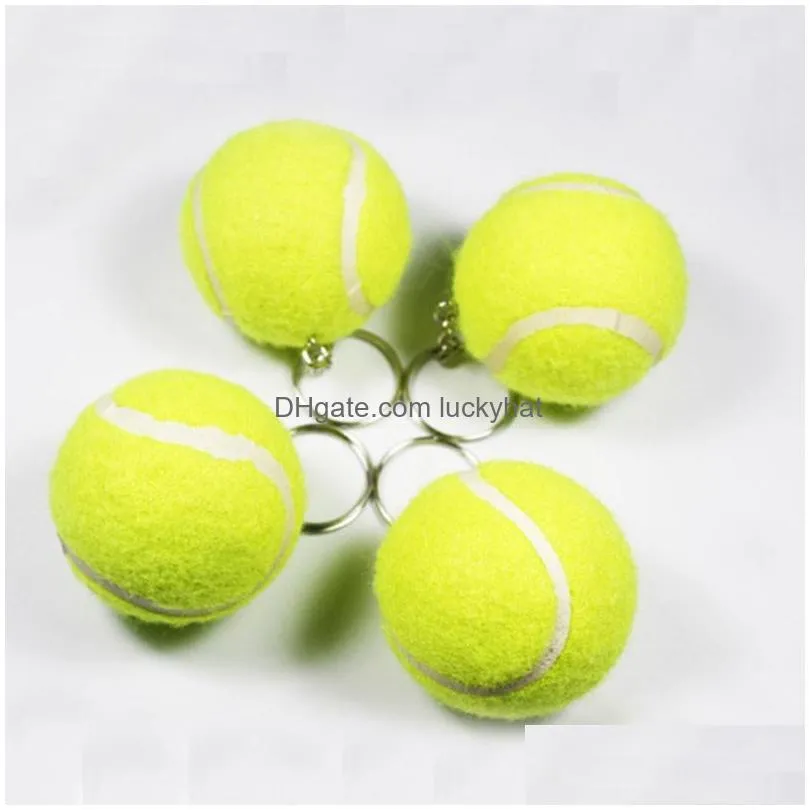 100pcs/lot green tennis shaped key chain simulation of small tennis key ring diameter about 3cm sport accessories