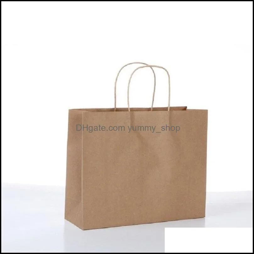100 pcs kraft paper retail shopping merchandise party gift bags 12x4x10 with rope handles
