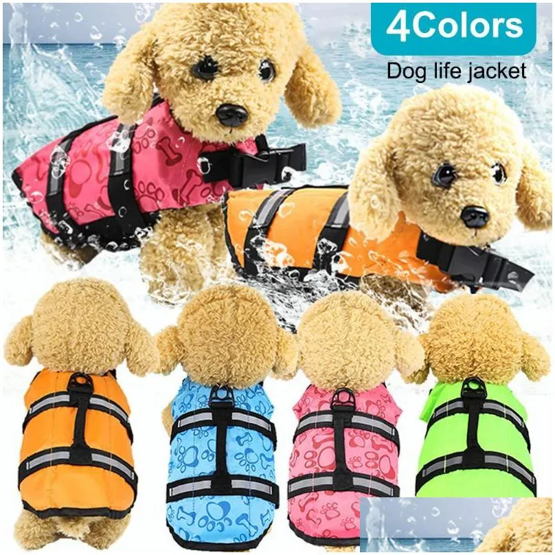 dog apparel 4 color puppy chihuahua rescue swimming wear safety clothes vest suit outdoor pet float doggy life jacket vests 1