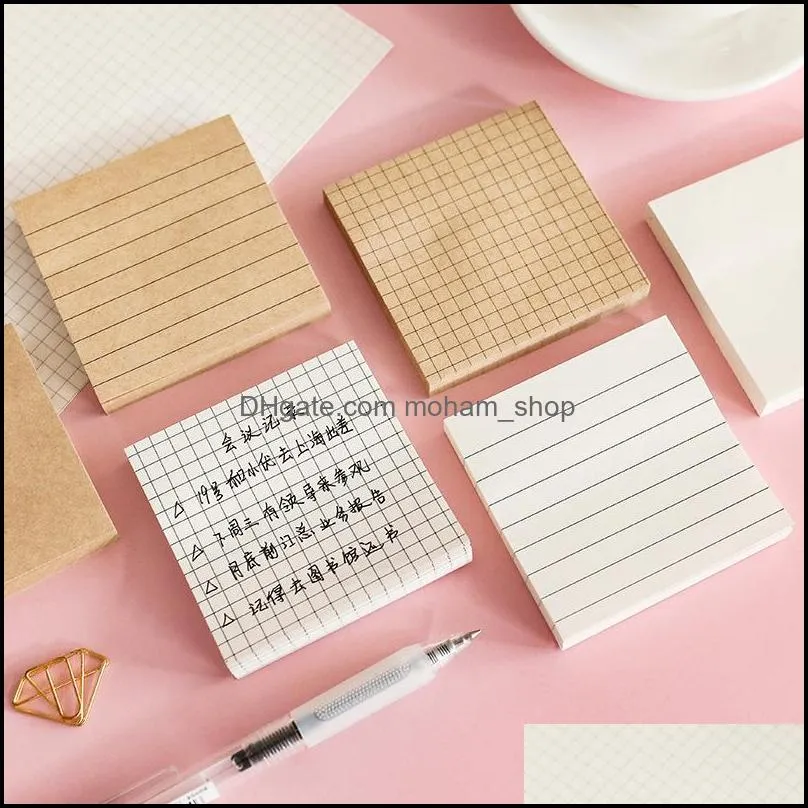 blank selfadhesive sticky note 80 sheets/pack self stick notes horizontal line checkered memo bookmarks notepads writing pads scheduler stickers paper