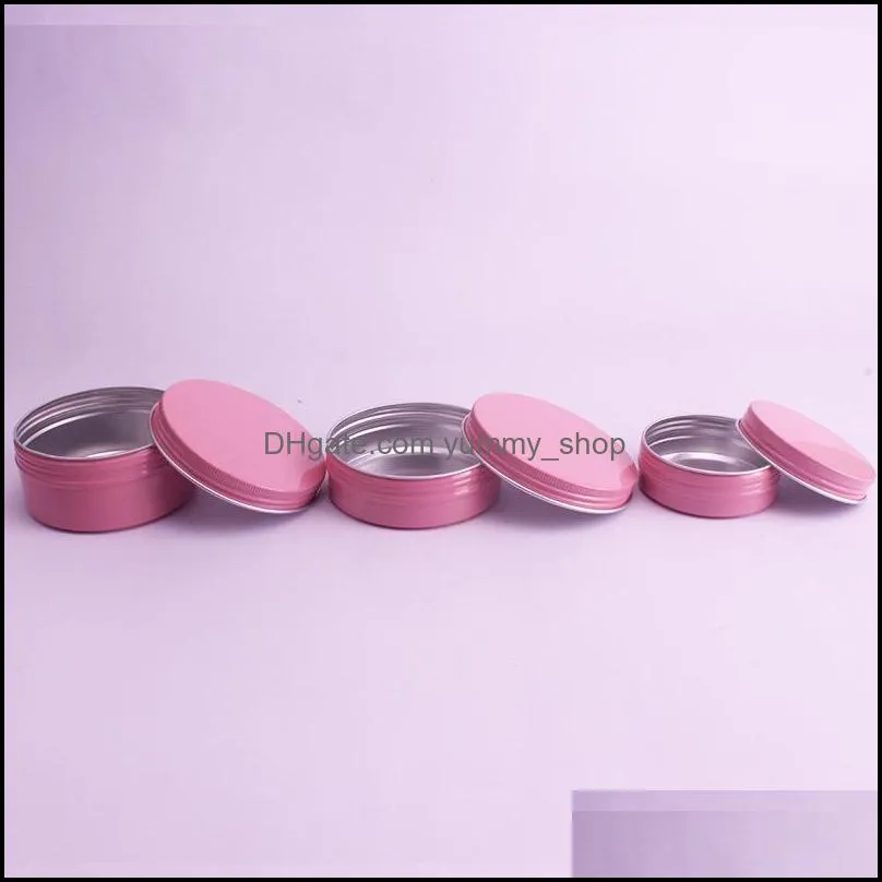 empty pink aluminum lip balm containers cosmetic cream jars tin crafts pot bottle 60ml 100ml 150ml