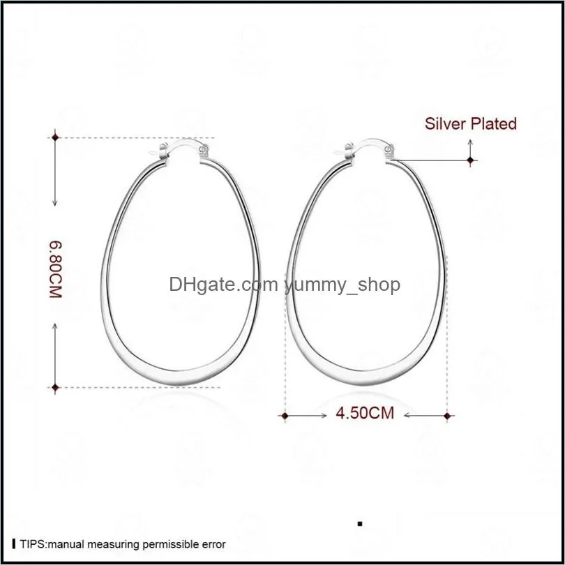 womens sterling silver plated flat u earrings hoop huggie gsse001 fashion 925 silver plate earring gift 2196 q2