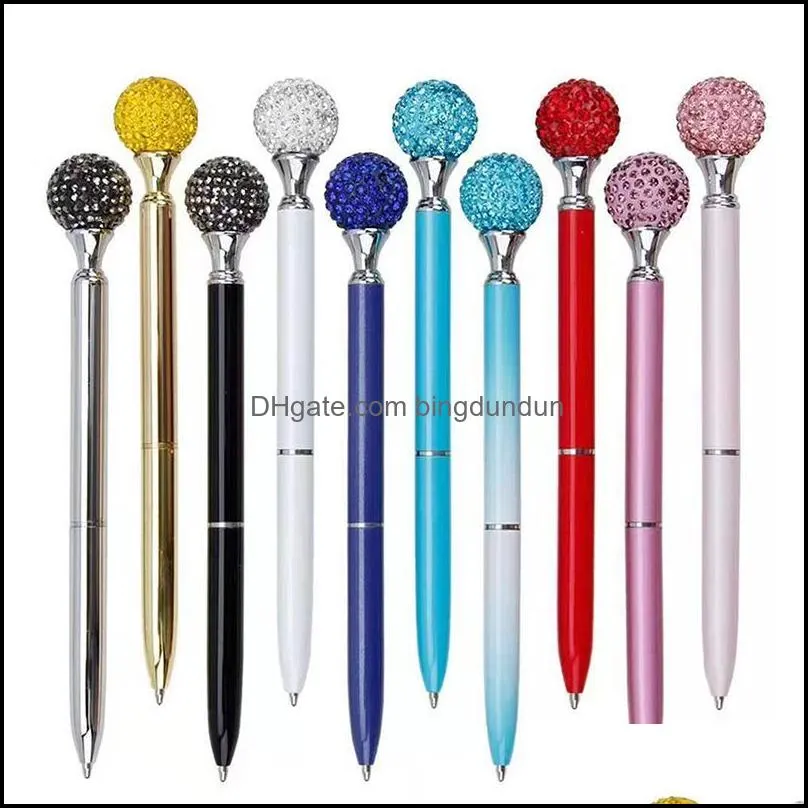 newcrystal element roller ball pen big diamond ballpoint pens gem wedding office supplies gift 11 colors rre12292