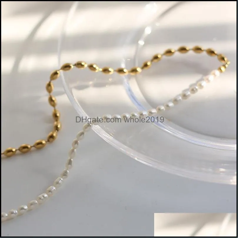 chokers 18k gold plated titanium steel freshwater pearl beads choker necklace fashion vintage baroque women female birthday gift