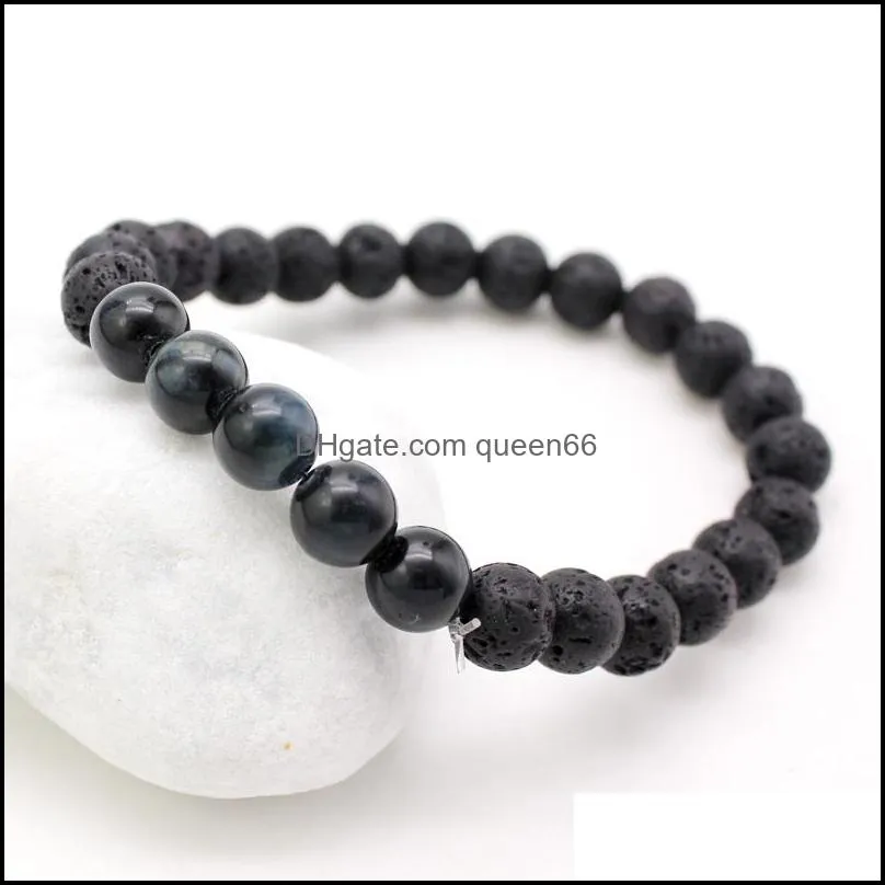 black lava rock stone delicate natural beads bracelet for lover 8mm adjustable size handmade jewelry gift wholesale