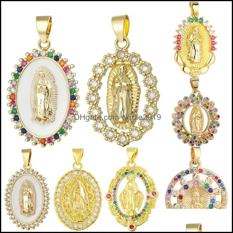 charms juya 18k real gold plated handmade religious god saint virgin mary for diy christian rosary talisman jewelry making