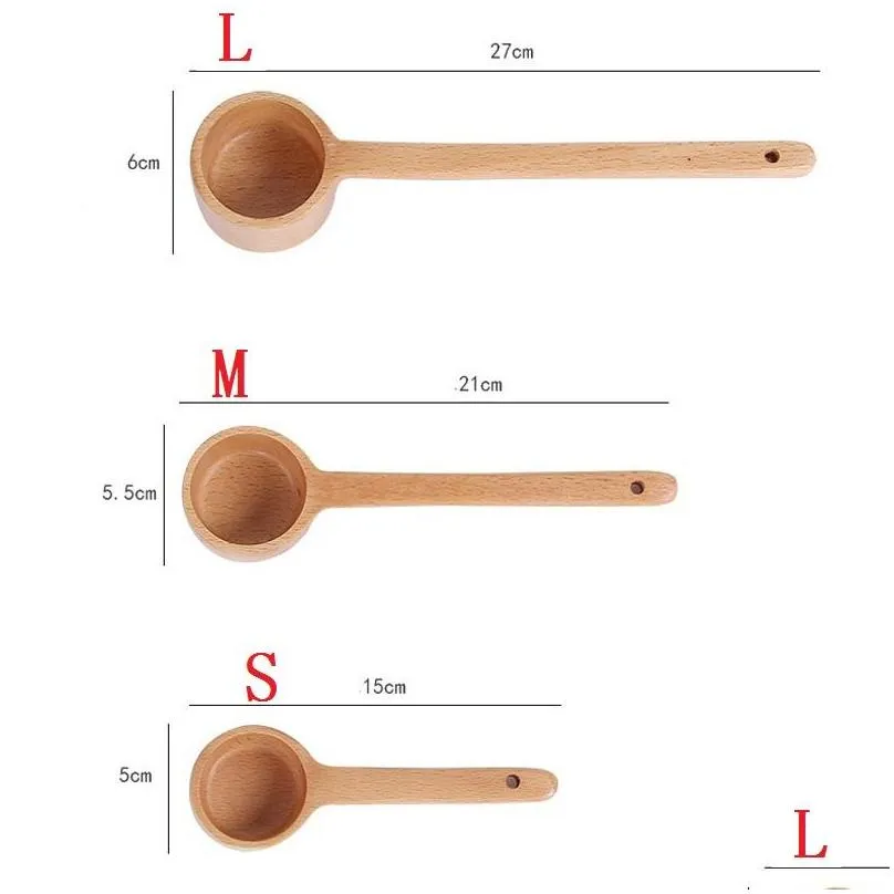 long handle wooden measuring spoon wooden coffee spoon kitchen soup spoons home kitchen measuring tools lx4179