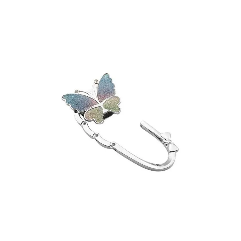 metal foldable bag purse hook bag hanger/purse hook/handbag holder shell bag folding table butterfly bling colors za5220