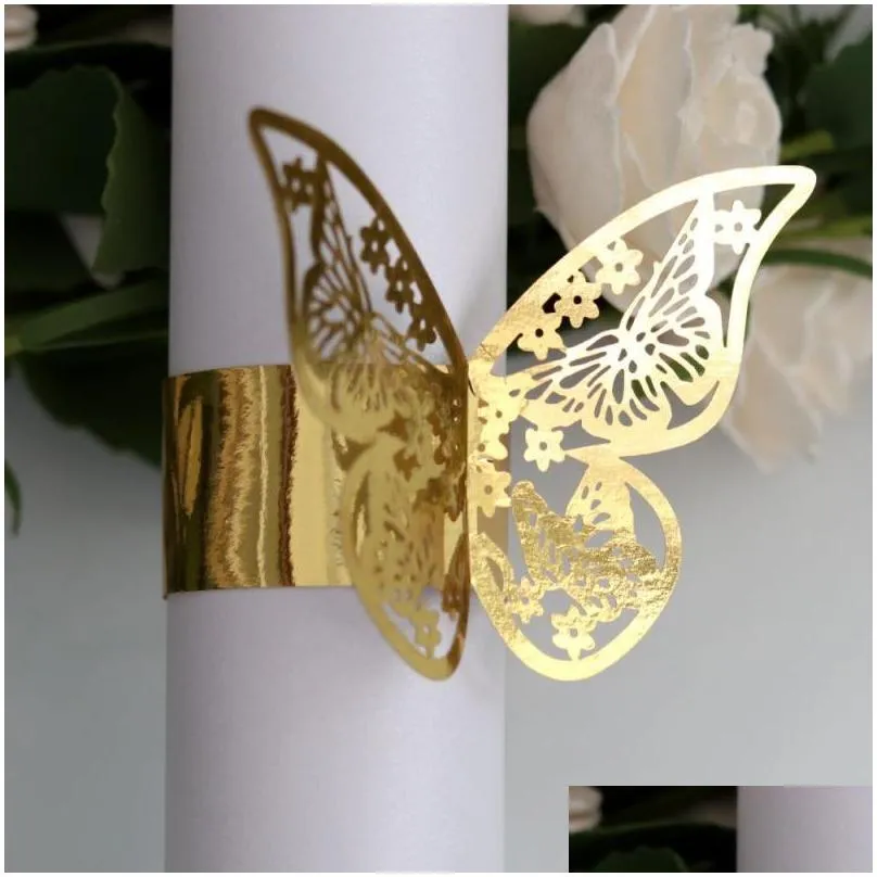 napkin rings 50pcs butterfly ring laser cut paper holder towel el birthday wedding christmas party table decoration