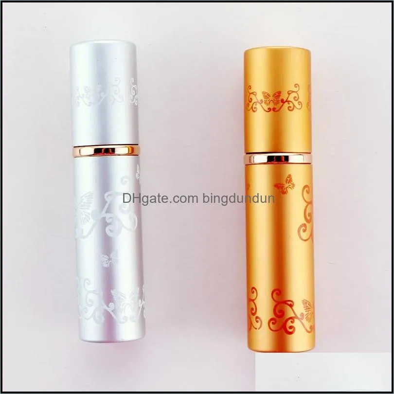 new5ml refillable aluminum perfume atomizer bottles portable liquid container cosmetics mini silver gold spray alcochol empty bottle