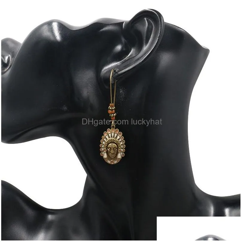 fashion jewelry vintage earrings indian character pendant dangle earrings