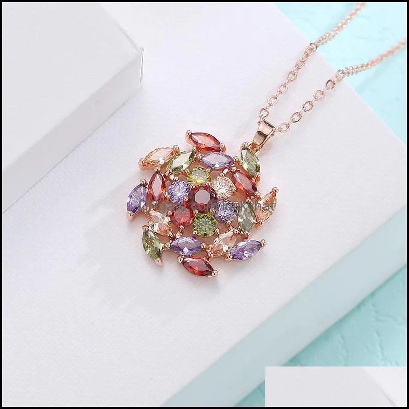 american and european new flowers 3a zircon pendant anti allergy versatile classic four claw necklace shipping