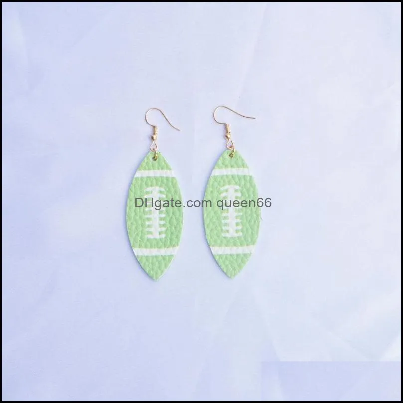 trend sport baseball basketball pu leather rugby earrings simple fashion earrings for women