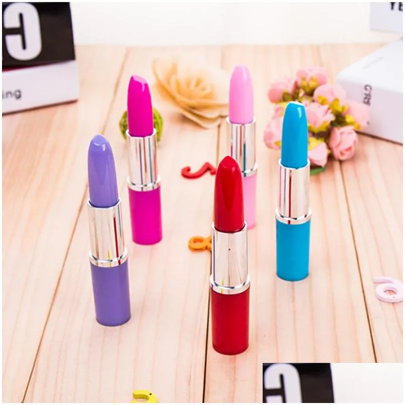 cute lipstick ball point pens kawaii candy color plastic ball pen novelty item stationery 5 colors dhs